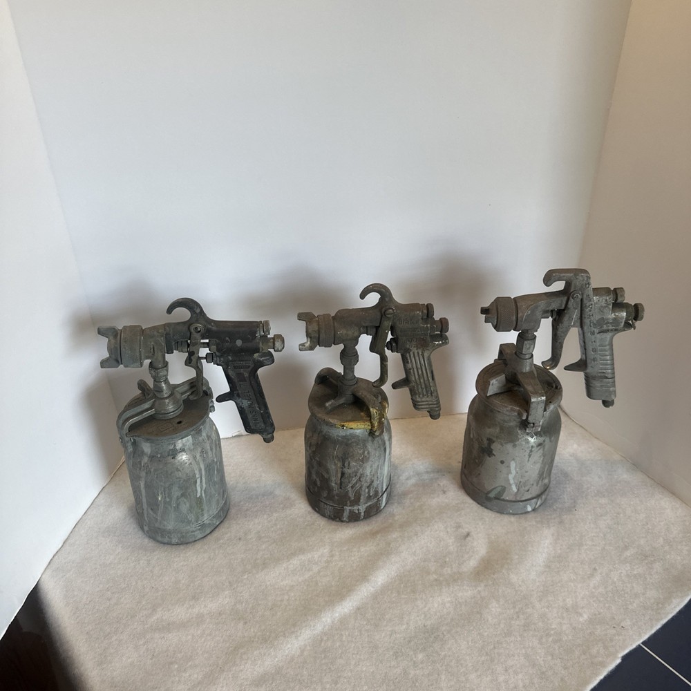 Lot 3 Spray Guns Binks Spray Guns Models 7 & 62 + Devilbiss SGA 570 All UNTESTED