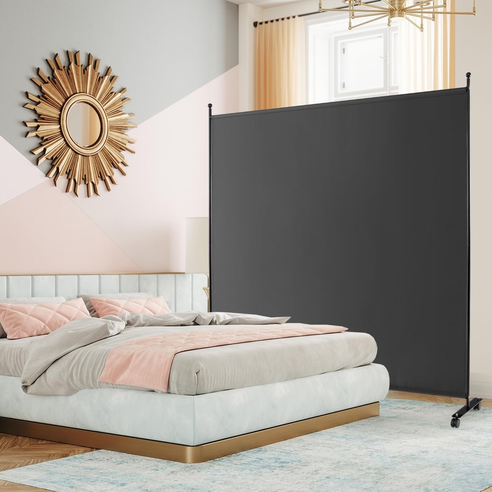 Room Divider Large Single Panel, 73''W x 73''H Privacy Screen with Lockable W...
