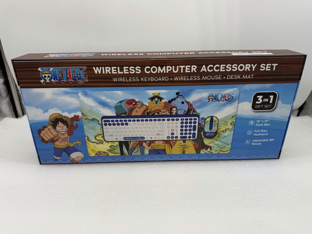 One Piece O7Q006A-WM Wireless Computer Accessory Set, Keyboard, Mouse, Desk Mat,