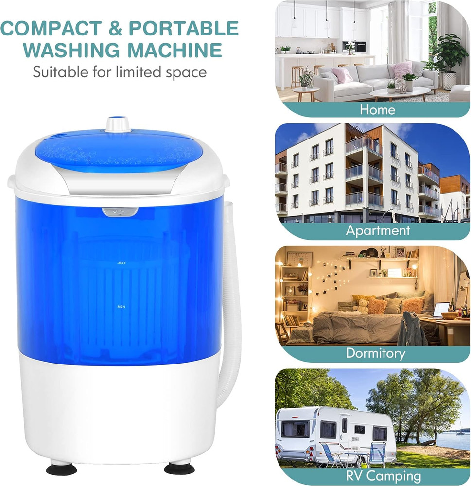 Compact Mini Washer & Spinner, 5.5lbs Semi-Automatic Portable Laundry Machine