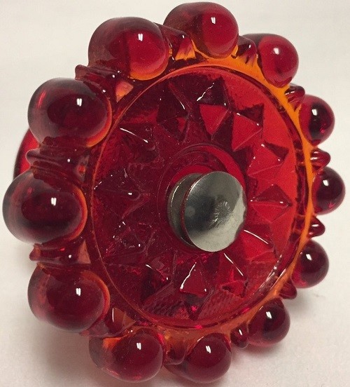 Drawer Pull Knob - Red Glass - Stainless Steel Hardware - Mosser USA