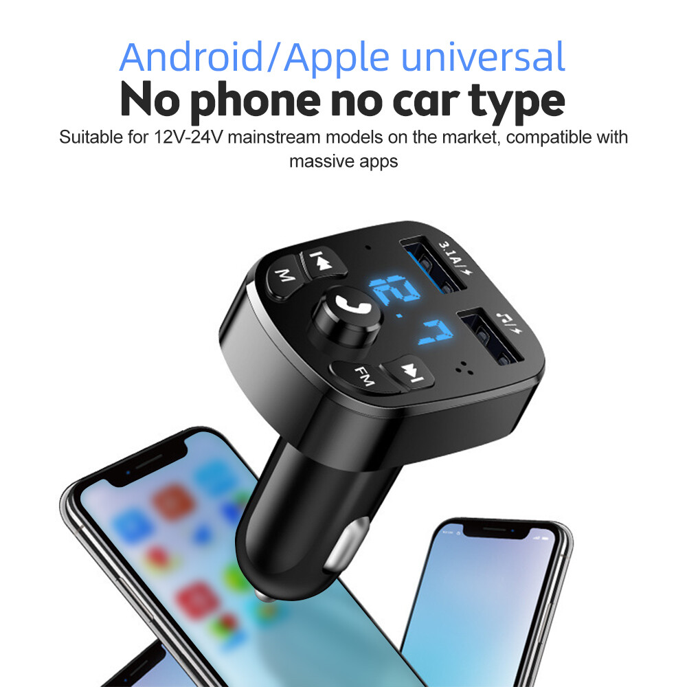 Car Fast Charger FM Transmitter Bluetooth 5.0 Handsfree Wireless Car Dual USB]⇑