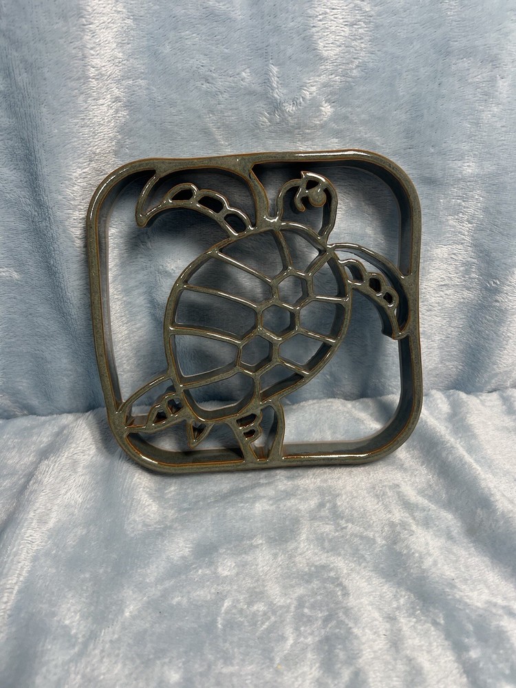 Square Turtle Trivet Stoneware/Ceramic Sea Life