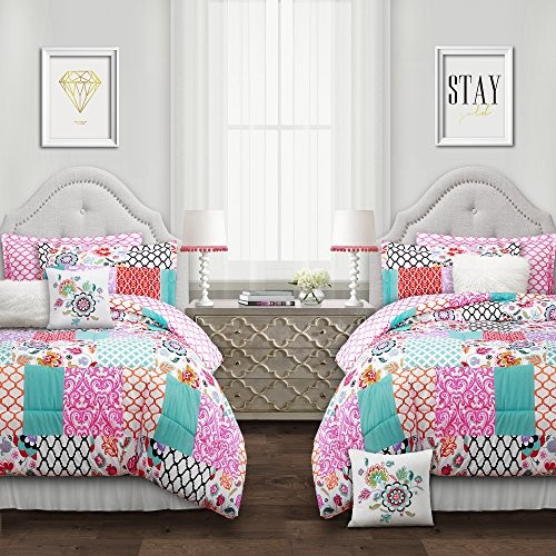 Brookdale Comforter - Colorful Patchwork Pattern Reversible 5 Piece Full/Queen