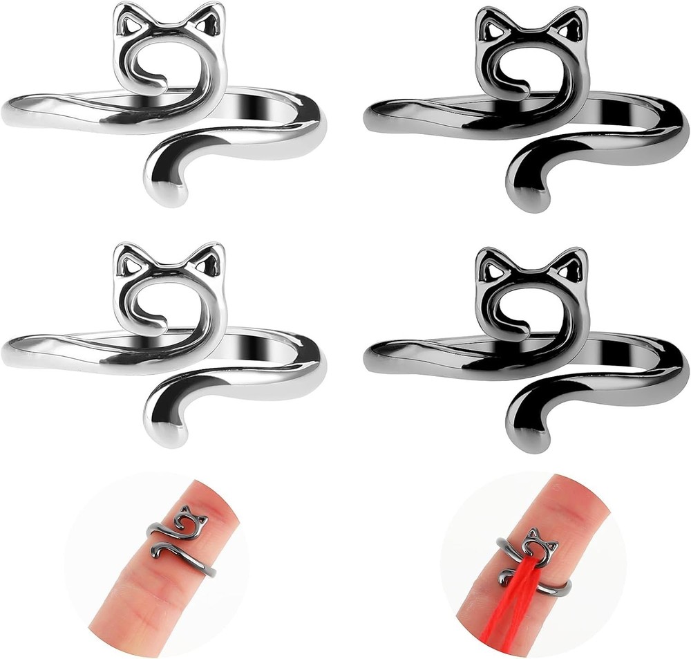 Efficient 4pcs Cat-Shaped Knitting Rings - Enhance Your Crafting Experience