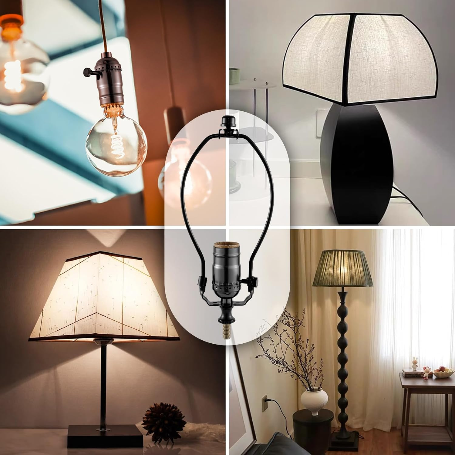 Lamp Making Kit,Make a Lamp or Repair Kit,3-Way Lamp Socket with Matching Cord L