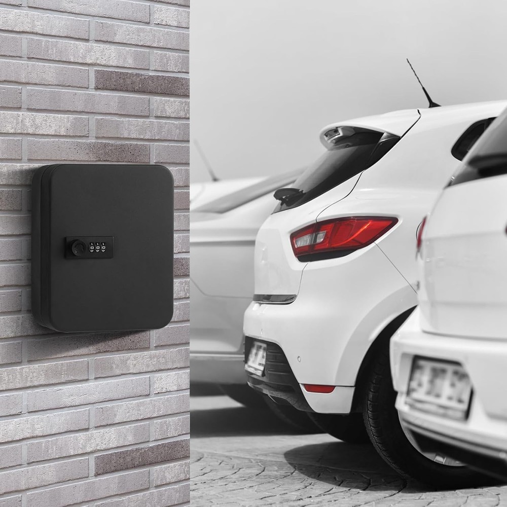 20 Key Storage Lock Box with Code, Key Cabinet Organizer Wall Mount with Comb...