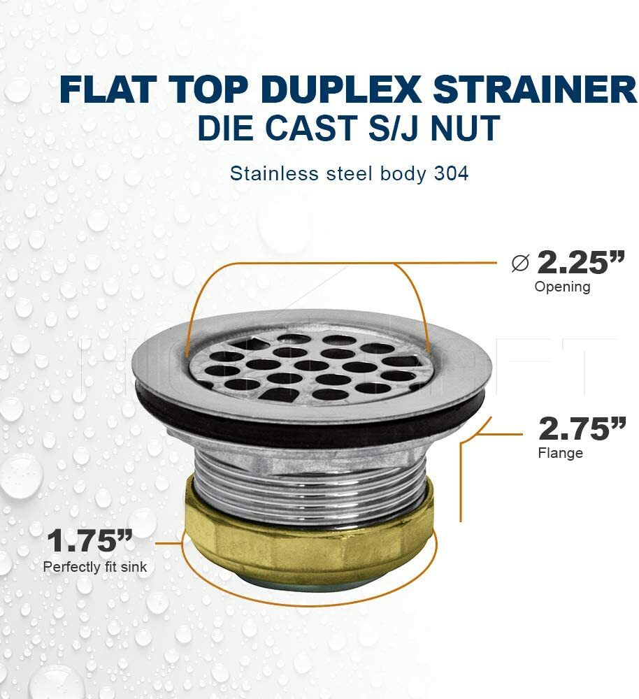 Stainless Steel RV Mobile Shower Strainer Drain Assembly for Bar & Bathroom Sink