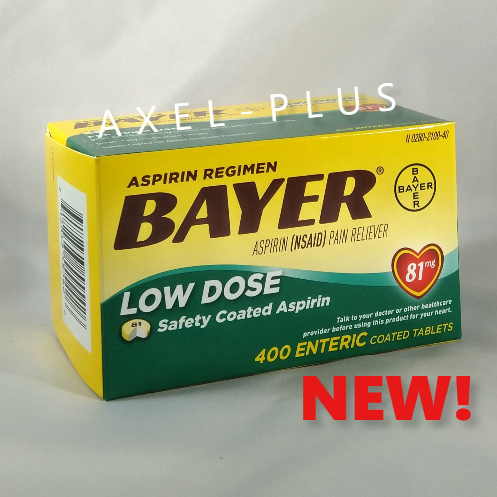 Bayer Low Dose Aspirin Regimen - 400 Tablets 81 mg enteric coated EXP 08/2025