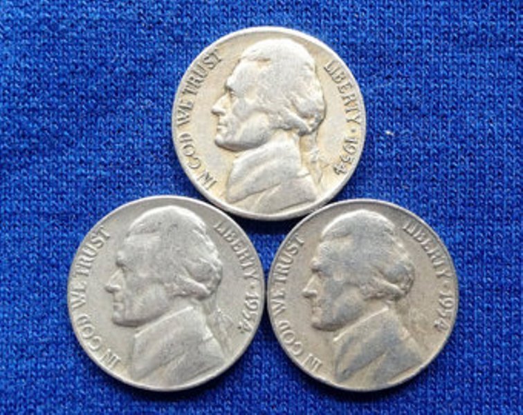 1954-P,D,S Jefferson Nickels