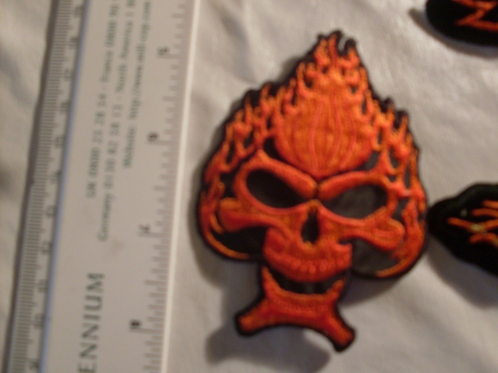 motorcycle collector patch set skull 1 large 6 smaller patches embroidered Patch