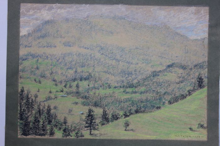 W. Peter - in the Bavarian Allgäu, colored pencil drawing, dated 1934