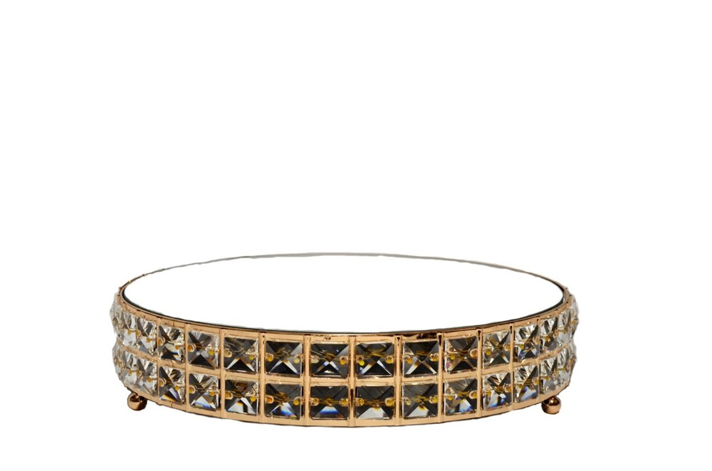 Crystal cake stand mirror top 3 pieces set