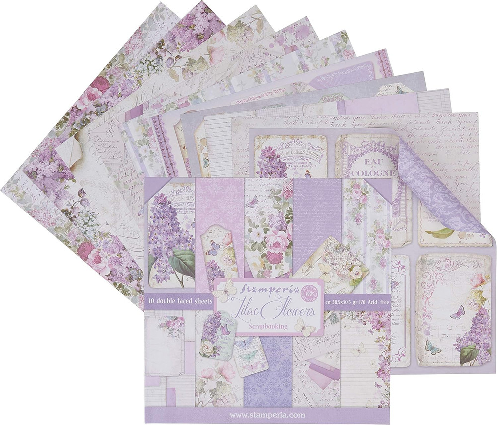 Stamperia International KFT Pack 10 Sheets Double Face - Lilac, Multicoloured, 3