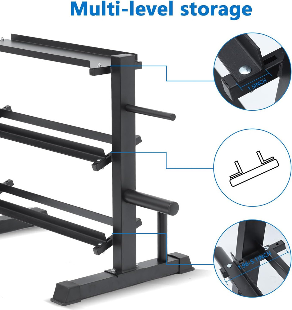 Adjustable Dumbbell Rack, Dumbbell Set with Storage Rack for Kettlebells, Weight