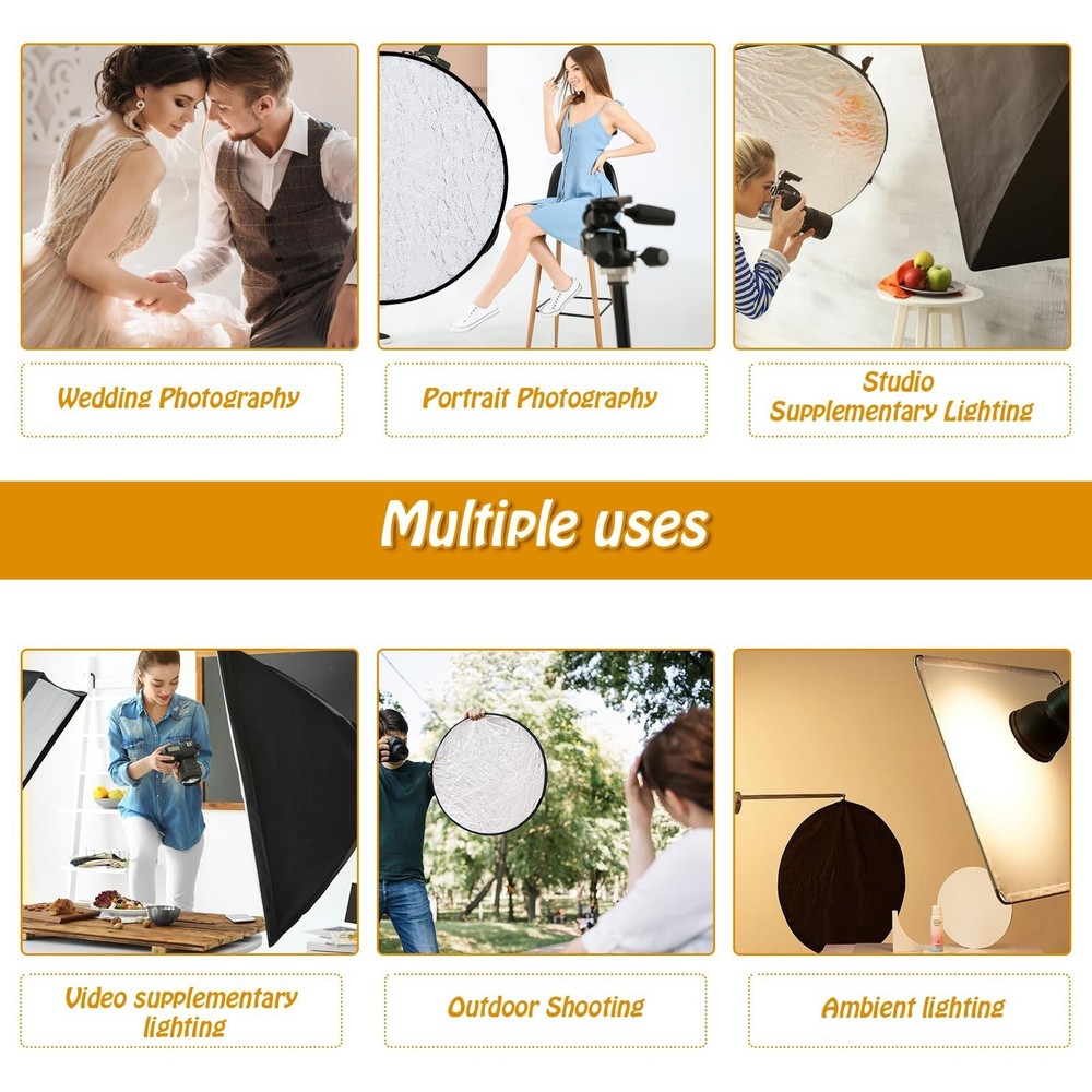 2-in-1 Light Reflector Photography Panel, Portable Multi-Disc Light...