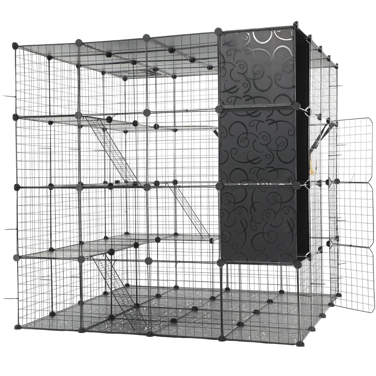 Large Cat Cage for 1-4 Cats with Storage Cube with Hammock 4 Tiers Cat Kennel