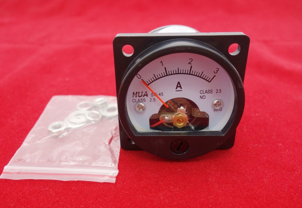 1PC DC 0-3A Analog Ammeter Panel AMP Current Meter SO45 Cutout 45mm