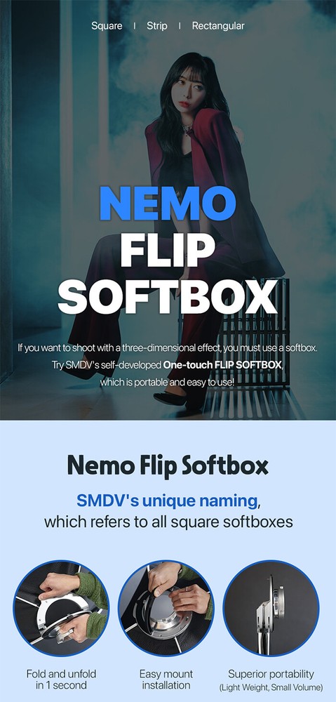 SMDV FLIP NEMO [80x80] Quick Soft Detachable Square Diffuser Speed-Box w/ Pouch