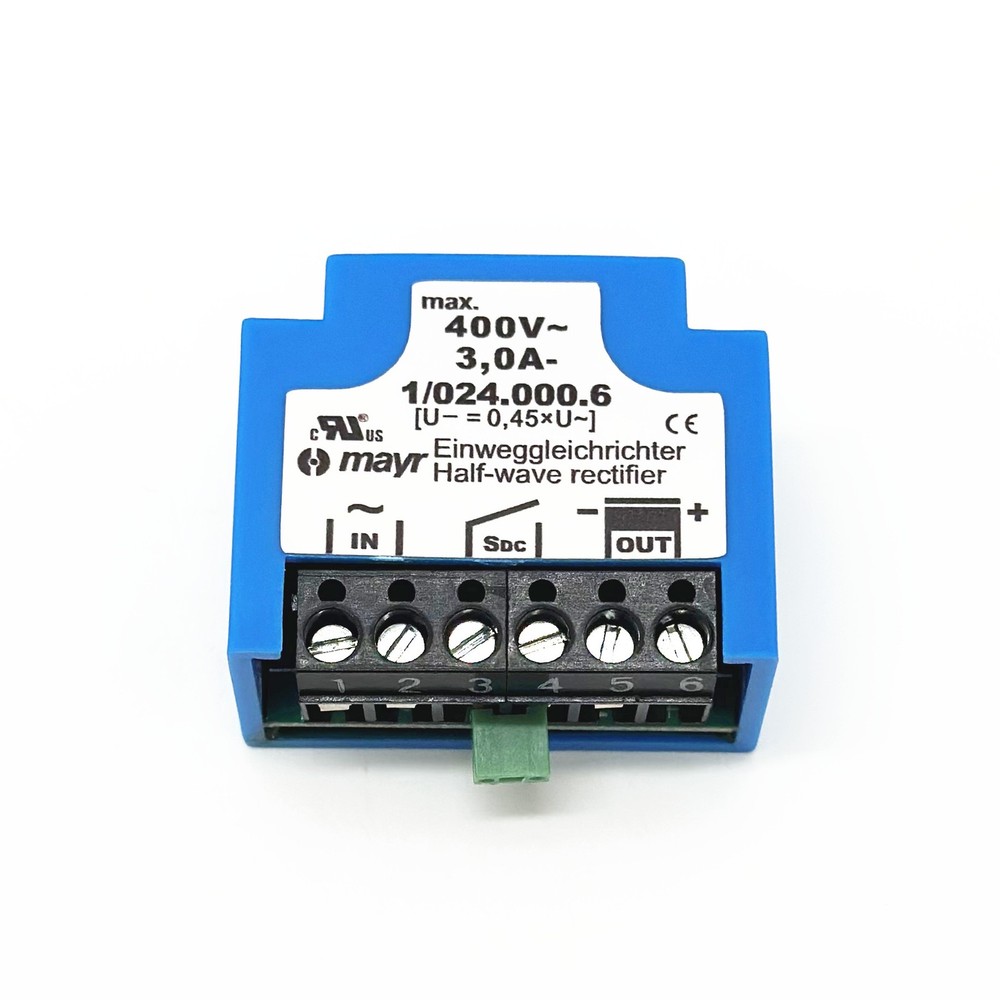 MAYR Einweggleichrichter 1/024.000.6 400VAC 3,0A- Half-Wave rectifier module