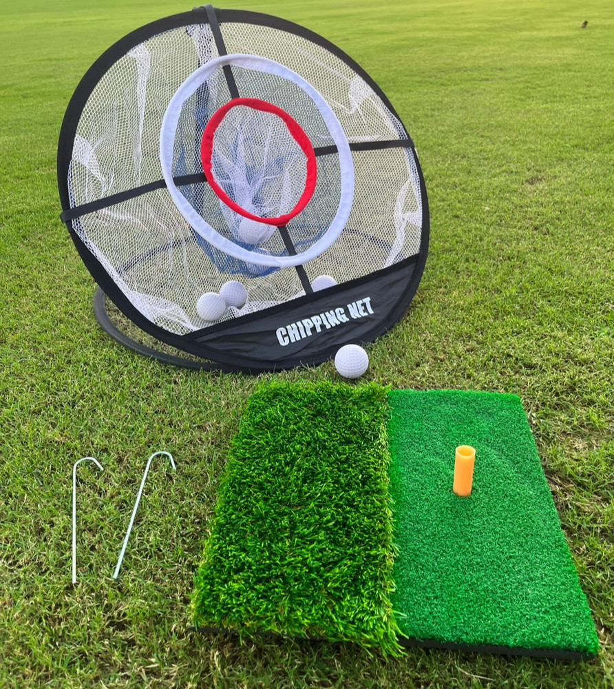 Golf Chipping Net With Hitting Mat Practice Set Pop-Up Target Training Gift