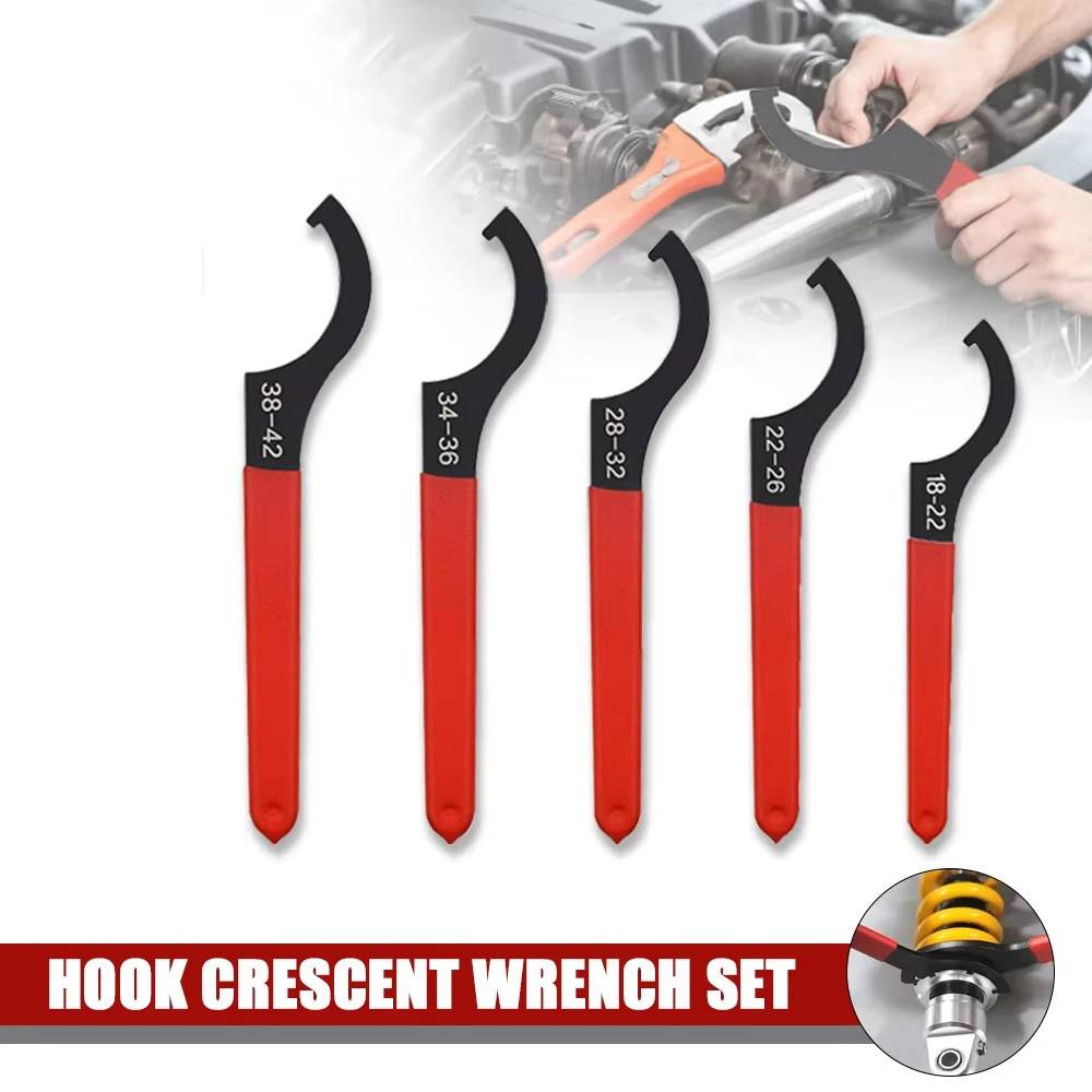 Coilover Spanner Wrench Set Adjustable C-Shape Shock Spanner Hook Wrench Tool 5x