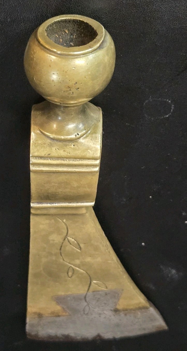 VINTAGE RARE AMERICAN INDIAN BRASS TRADE AXE STEEL INSERT SMOKING PIPE TOMAHAWK