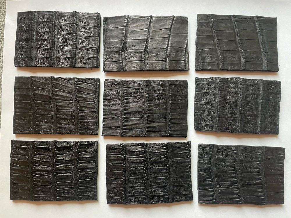Black Crocodile Leather 3x2 Morale Patch Hook & Loop Fits GORUCK