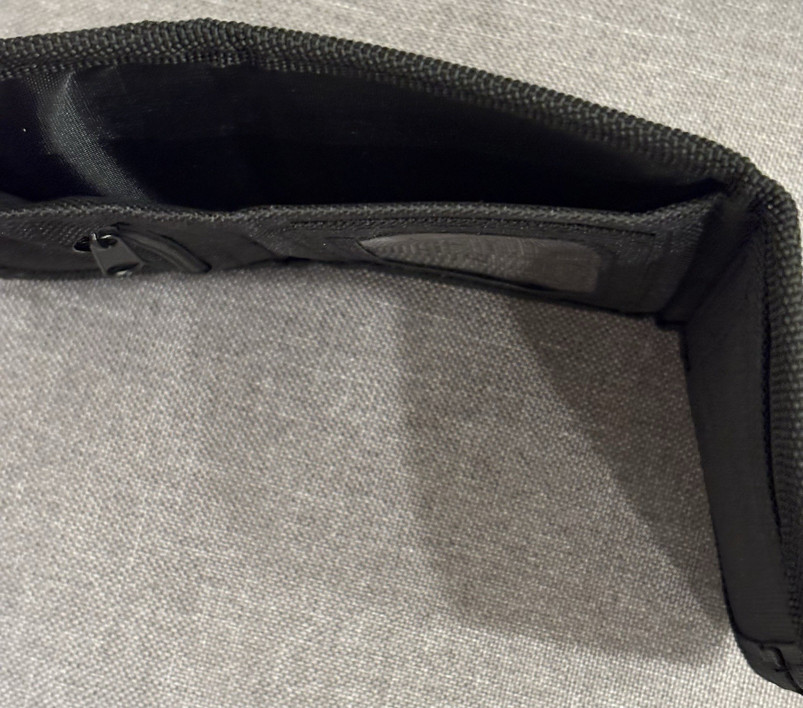 New Disney Mickey Mouse Black and Gold Canvas Trifold Wallet w/Zippered Pocket