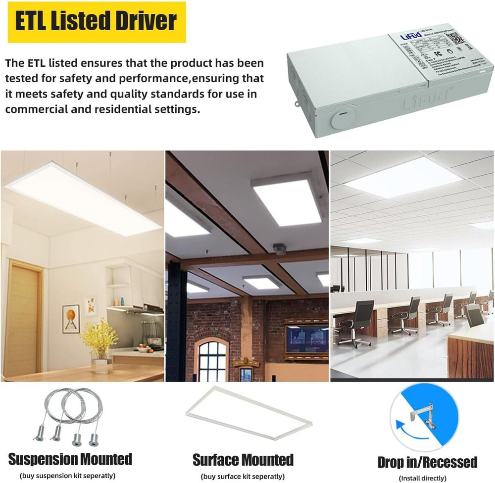 2x4 Led Flat Panel Light 8 Pack - 75W 7800LM Dimmable 2x4 Led Light Drop Ceiling