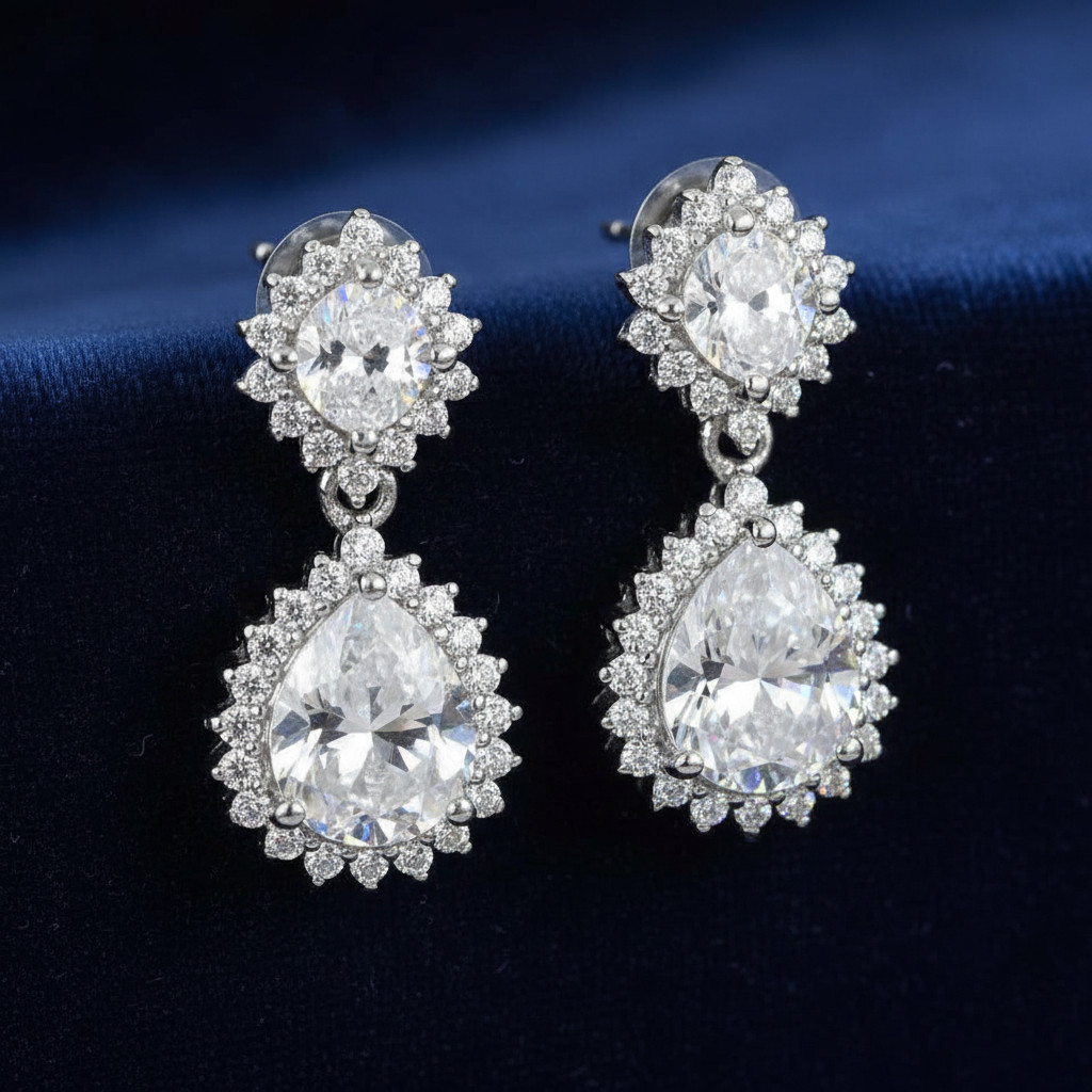 Lovely Rare 6.74 Ct Certified White Diamond Dangler Earrings. Fit for Royalty