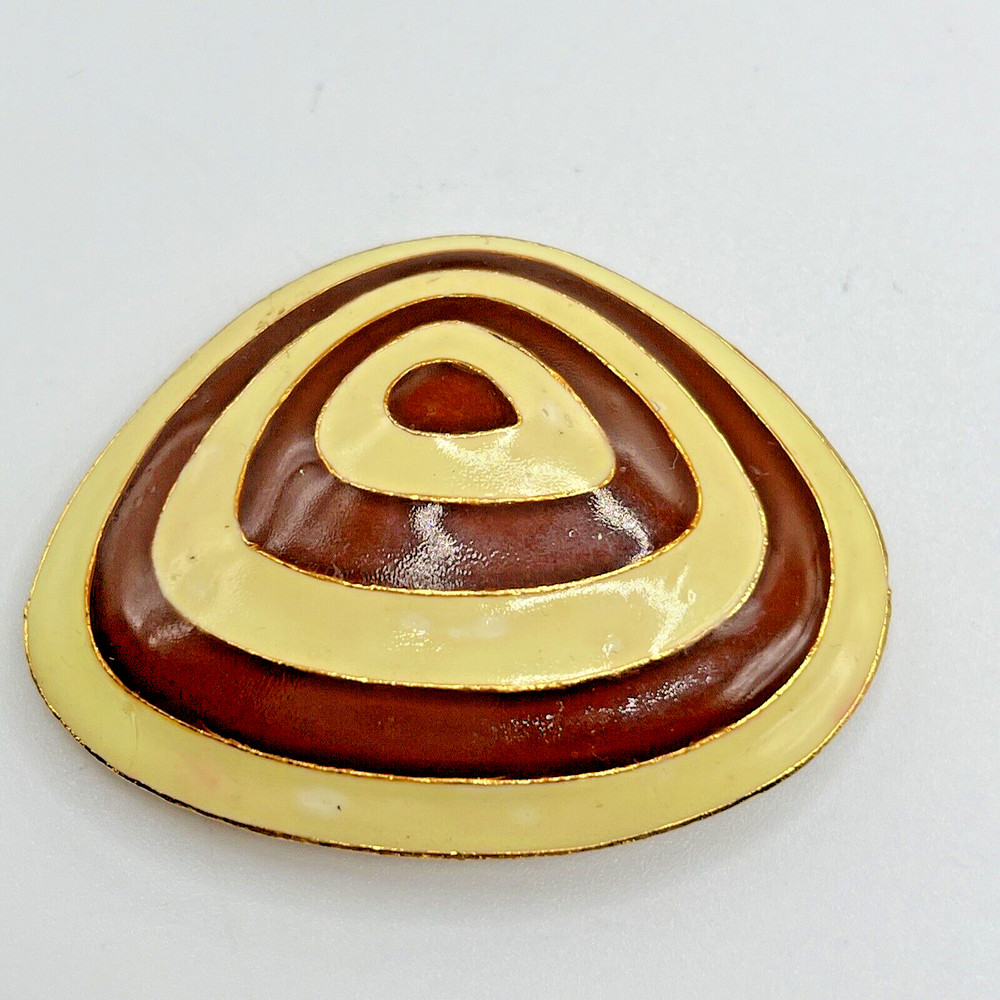 Cloisonne Enamel Pendant Brooch Combo Vintage Pin Triangular Pattern Gold Tone