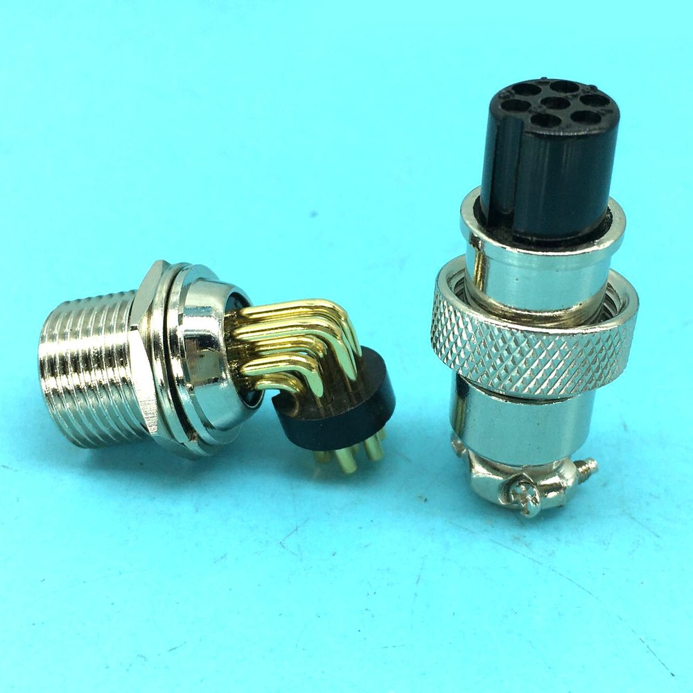 10 set 7 Pin Right angle Aviation Plug Socket Cable Connector GX12 PCB soldering