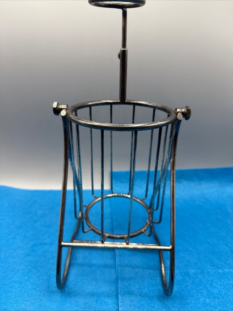 Silver Plate Wine Bottle Holder Pourer Sculpture Style Vtg Retro