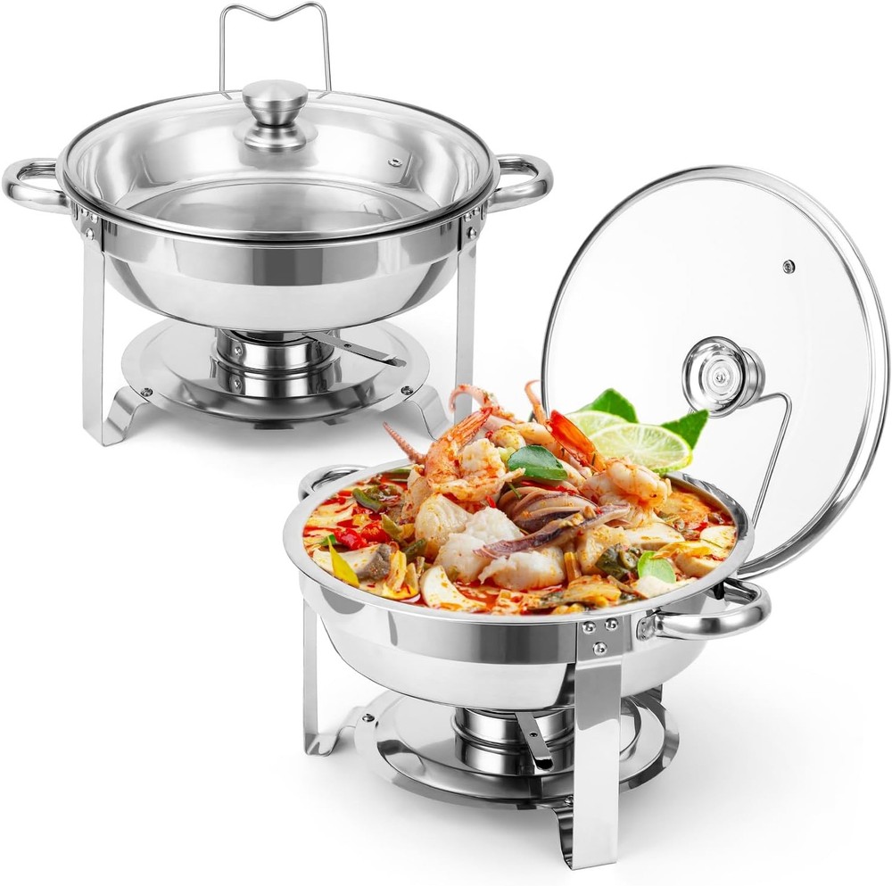CHAFING DISH BUFFET 2 PACK 5 QUART STAINLESS STEEL NEW