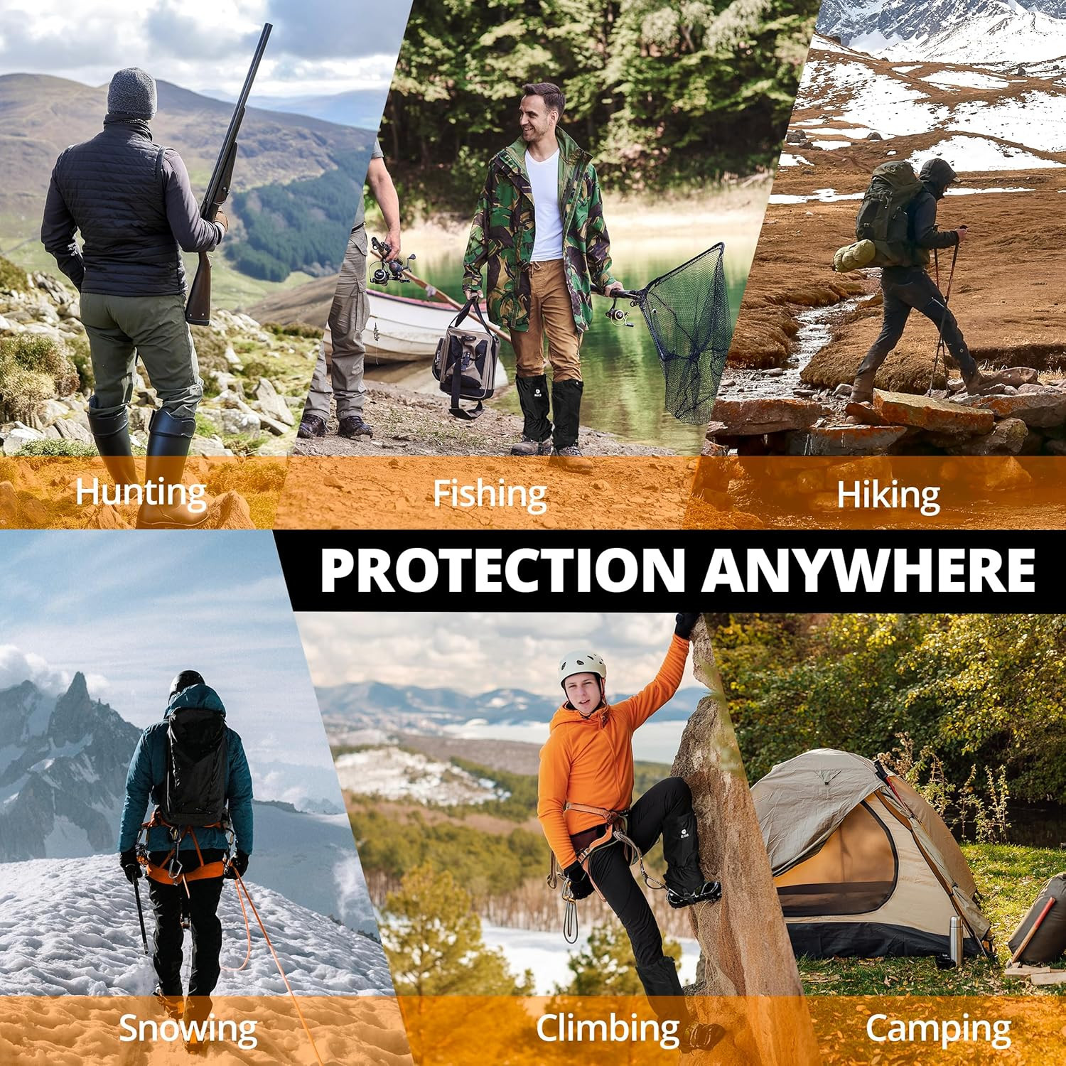 Waterproof Leg Gaiters - Lightweight Adjustable Boot Gaiters for Hiking, Hunting