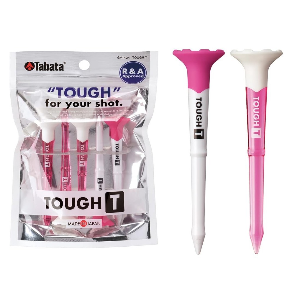 Tabata Golf Durable Tee 80mm/Tee Up 40mm Pink White