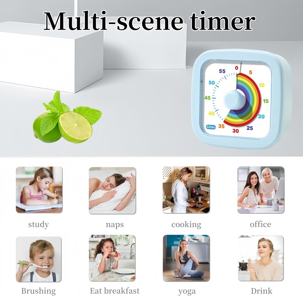 Kids Visual Timer Cute Rainbow - 60 Minute Countdown Timer Time Management for K