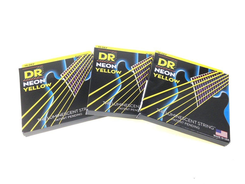 DR Strings Guitar Strings 3 Sets Electric Neon Yellow 10-46 Medium