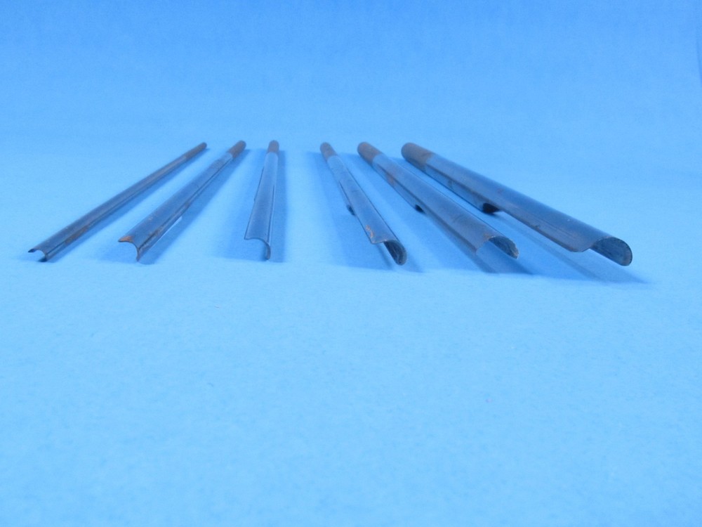 uncommon set 6 drill rod style wood gouges or carving tools w/ knurled handles