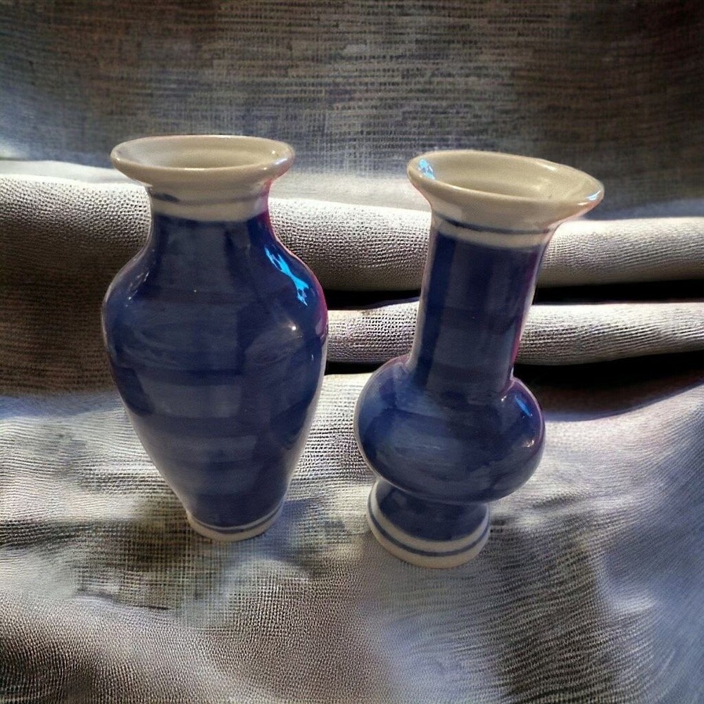 Two Blue bud Vanity vases vintage