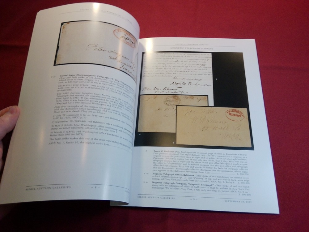2022 Siegel Catalog Kramer - US & Confederate Telegraph Covers 1844 to 1912