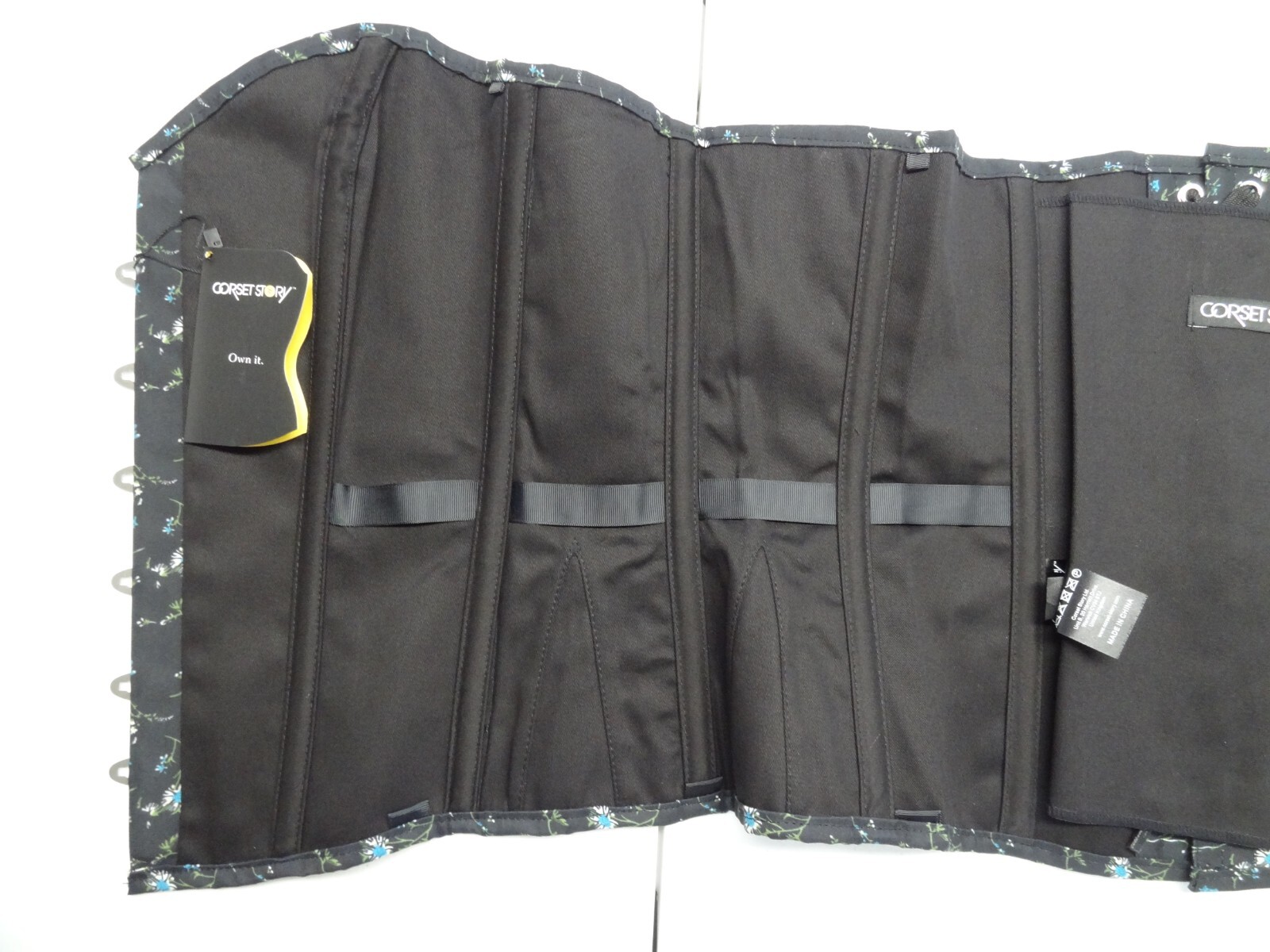 NWT Corset Story 44 Ditsy Floral Printed Overbust Spiral Steel Bone Navy Flowers