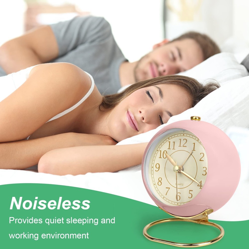 Small Tableclocks Classic Non-Ticking Tabletop Alarm Clock with Backlight, Ba...