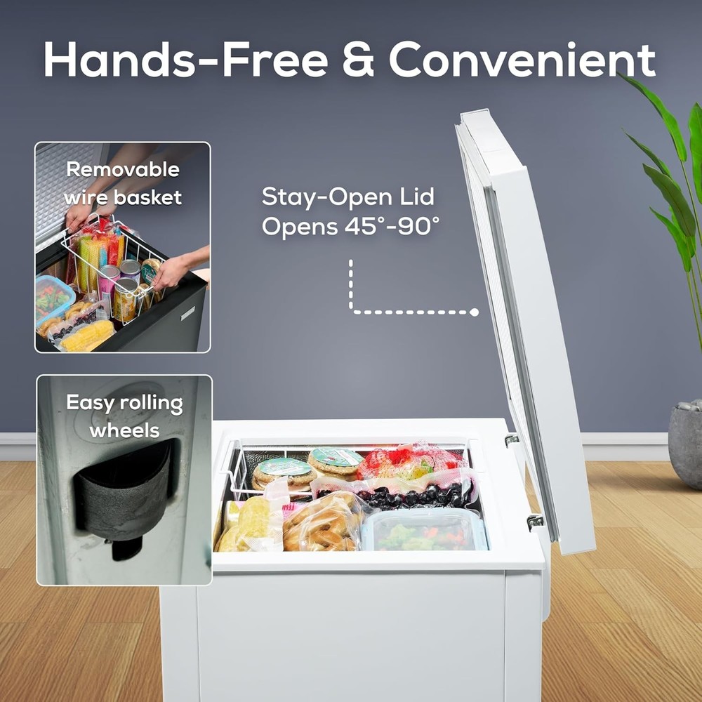 Compact Upright Freezer 3.5 Cu Ft with Removable Basket