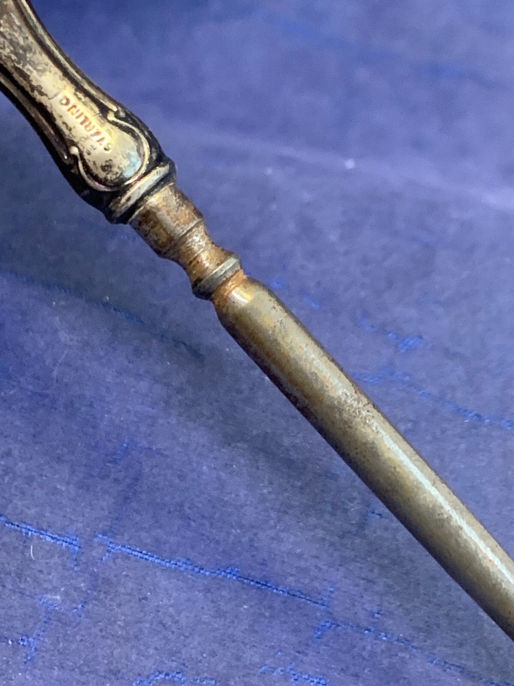 Vintage Sterling Silver Handled Button Hook Lace Puller Floral Repousse Design