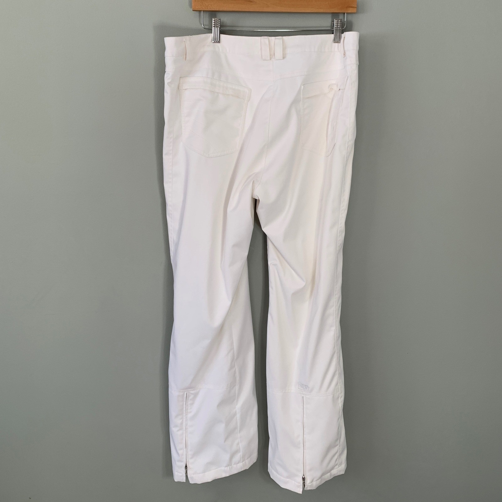 Nils Womens White Ski Pants Straight Leg Zippered Pockets Snow Trousers Size 14