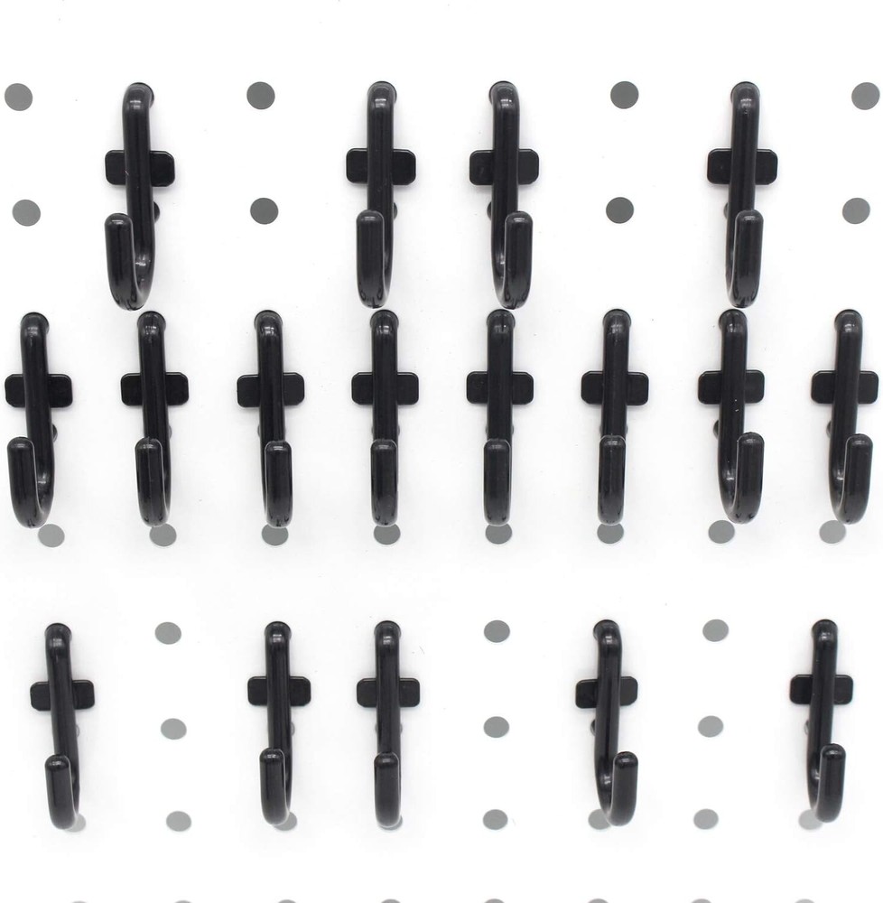 100-Piece Black Pegboard Hooks Kit - Durable J Hook Assortment for Storage