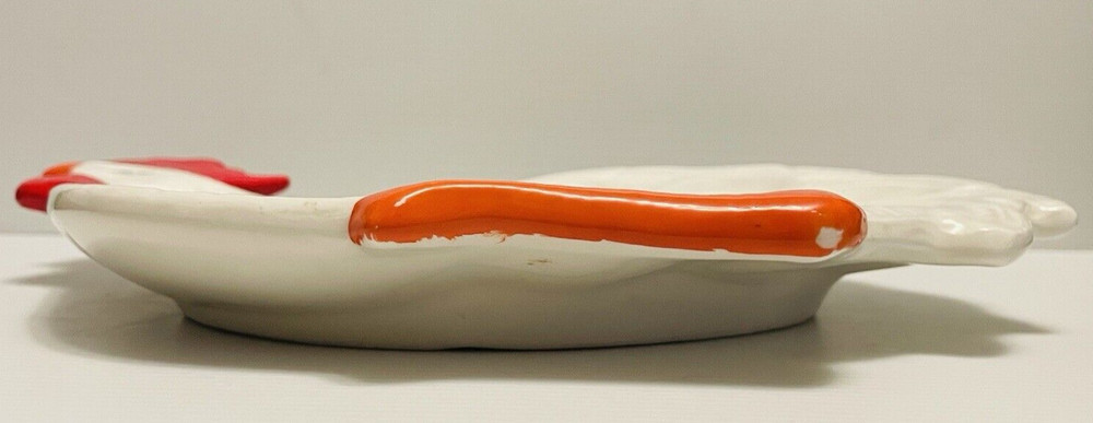Emil Ceramic Rooster shaped egg holder serving ceramic plate.