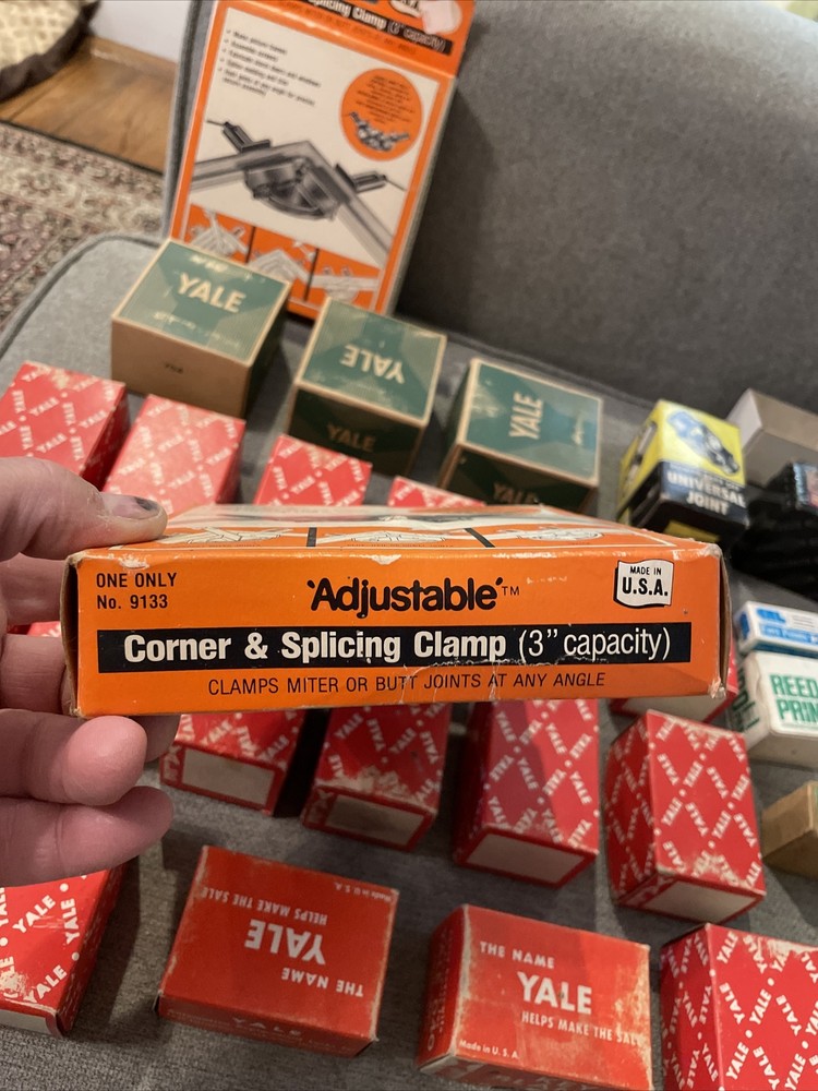Vintage Yale Lockset Boxes + Adjustable Clamp And Other EMPTY BOXES